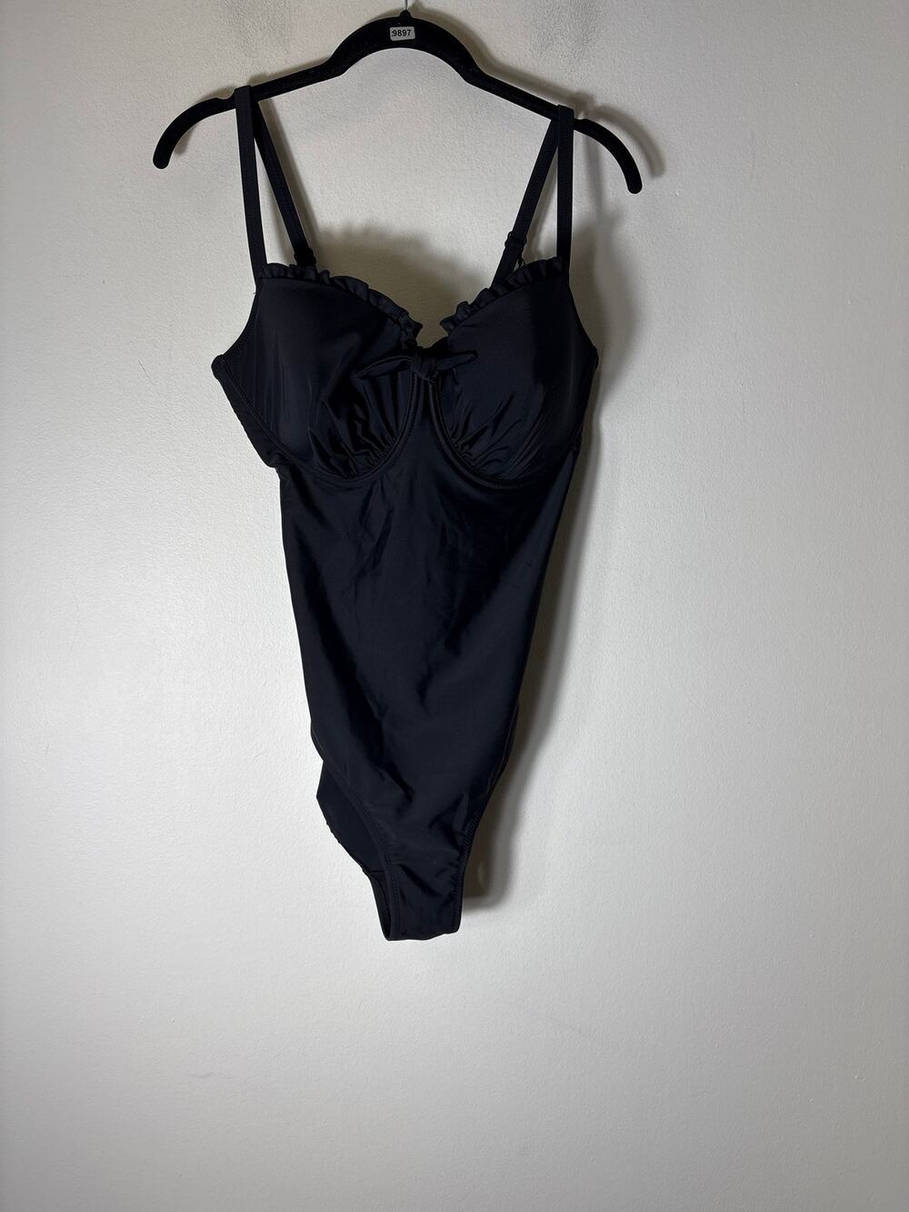 NWT Pour Moi Black Splash Padded Underwired Control Swimsuit Sz 34F (Med)